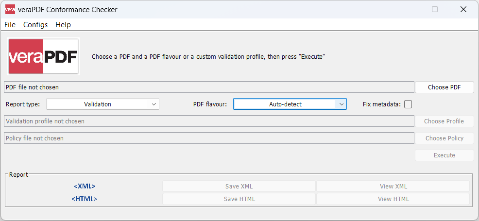 veraPDF GUI main screen