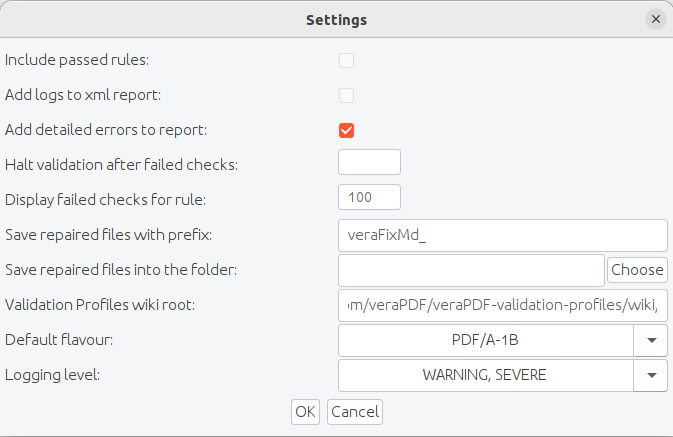 veraPDF GUI settings